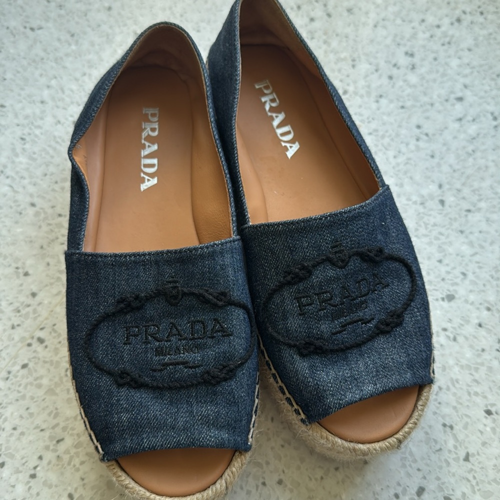 Prada Denim Logo Espadrille Loafers US size 6.5 (IT size 36.5) - Picture 6 of 9